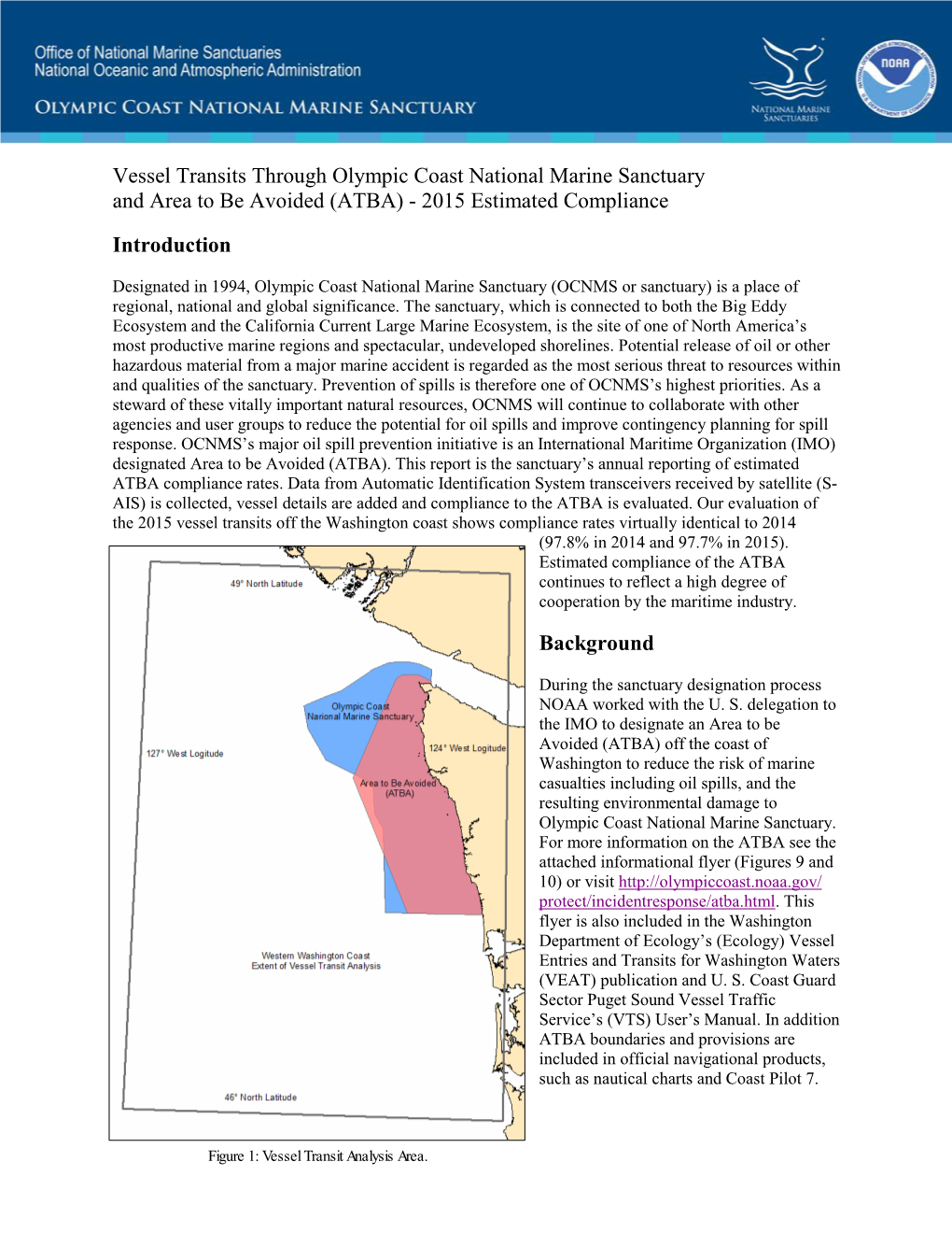 Vessel Transits Through the Olympic Coast National Marine