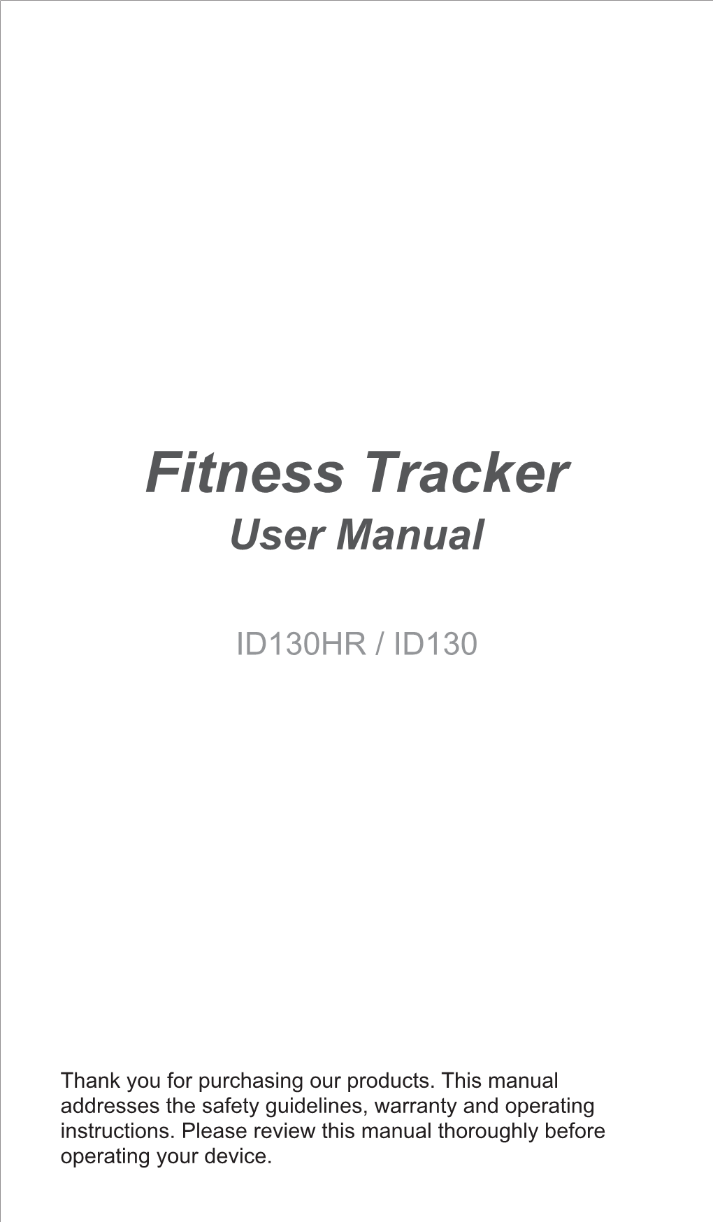 Fitness Tracker User Manual