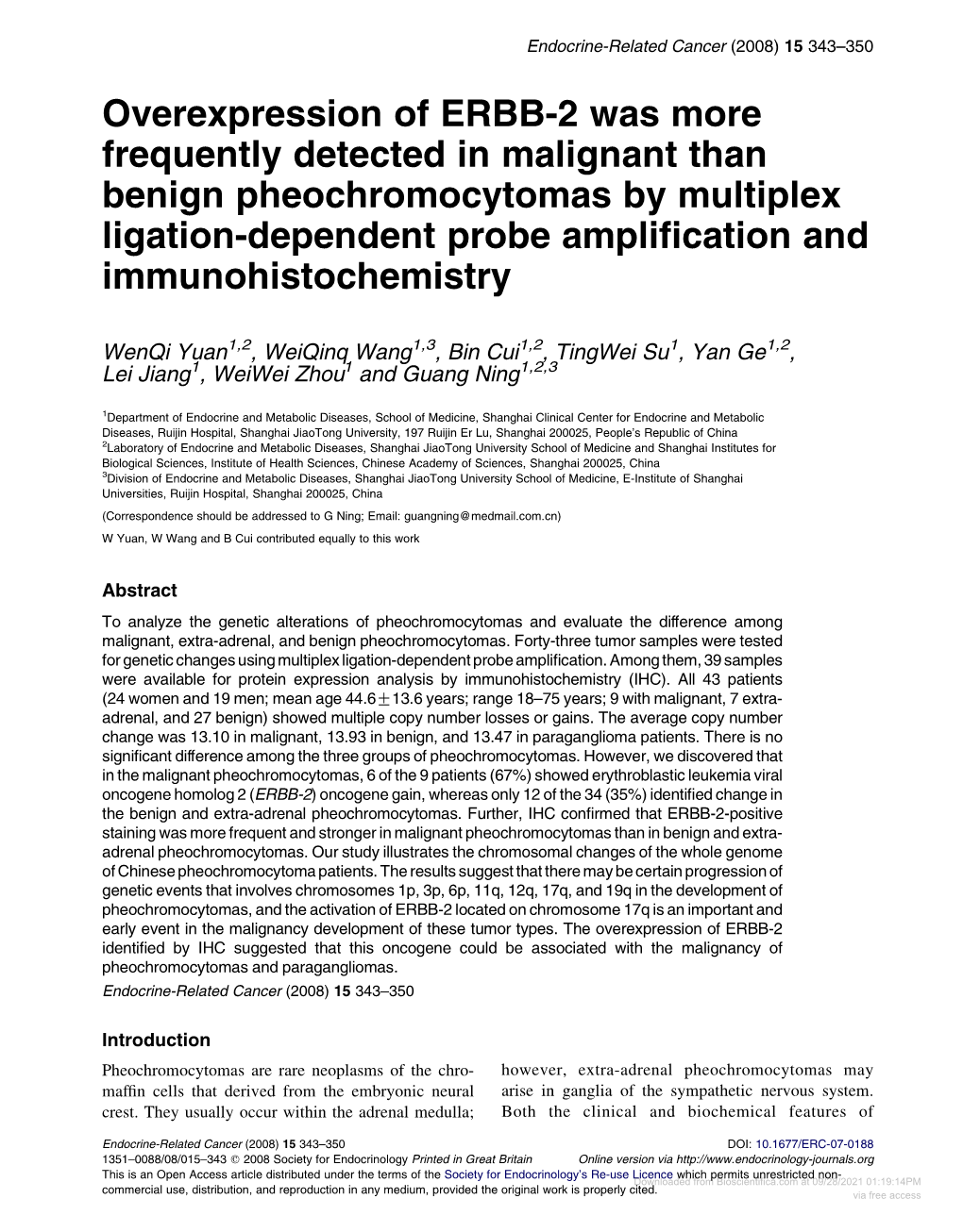 Overexpression of ERBB-2 Was More Frequently Detected in Malignant