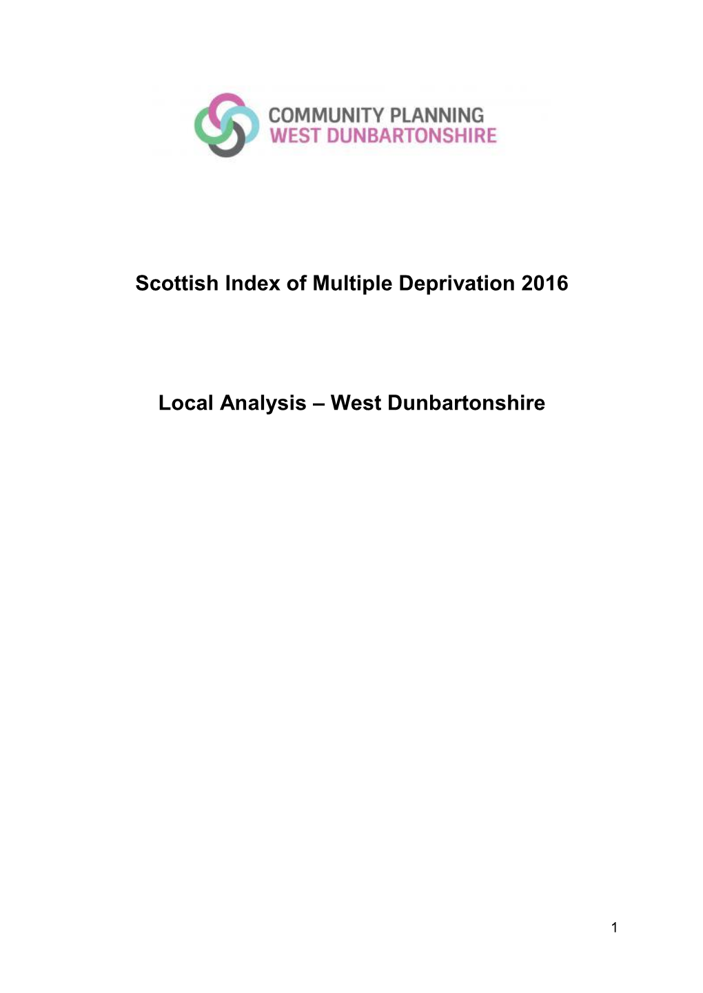 Scottish Index of Multiple Deprivation 2016 Local Analysis
