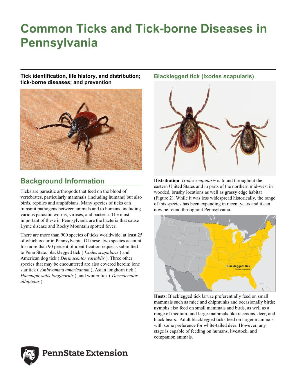 Common Ticks and Tick-Borne Diseases in Pennsylvania