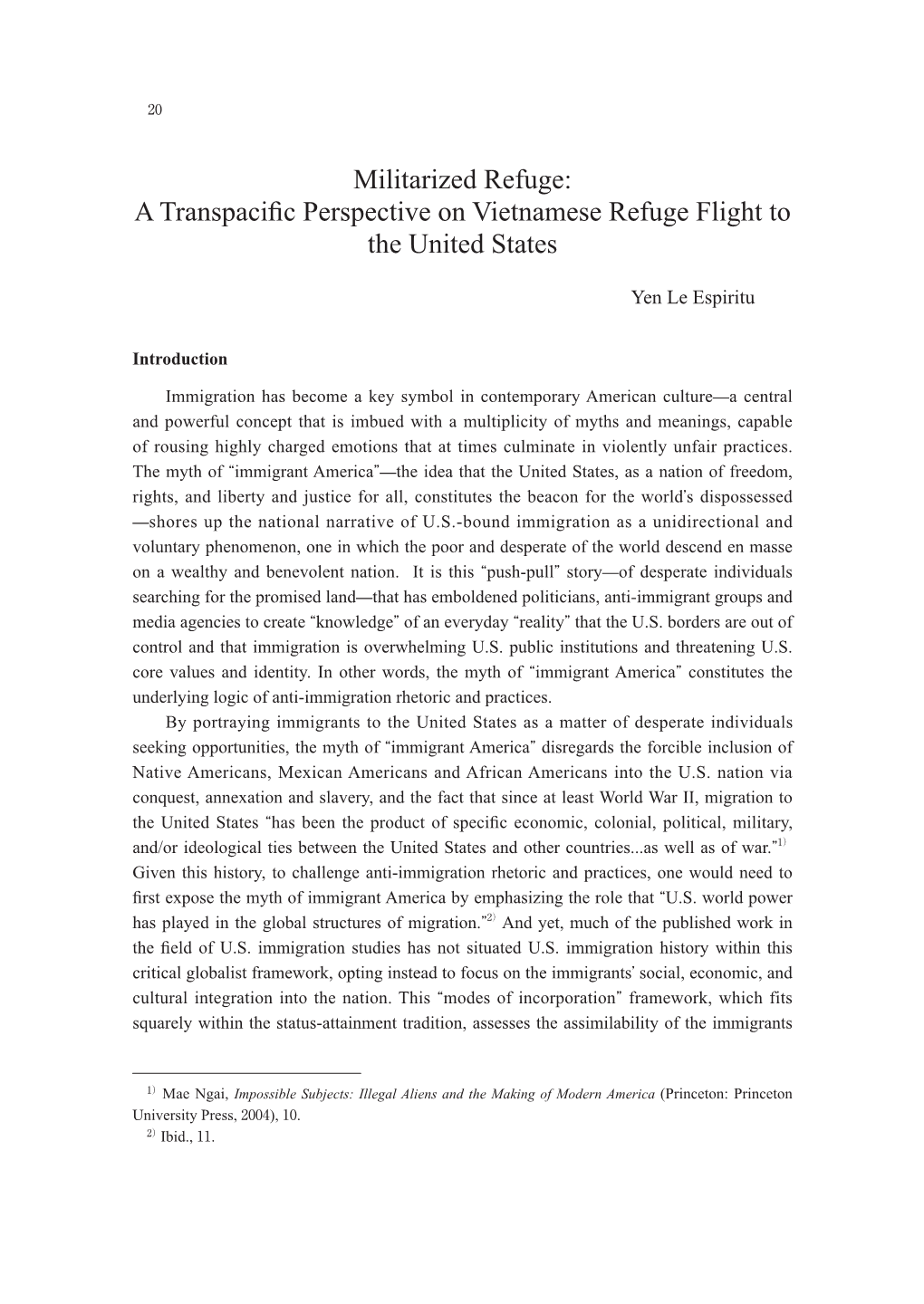 A Transpacific Perspective on Vietnamese Refuge Flight to The