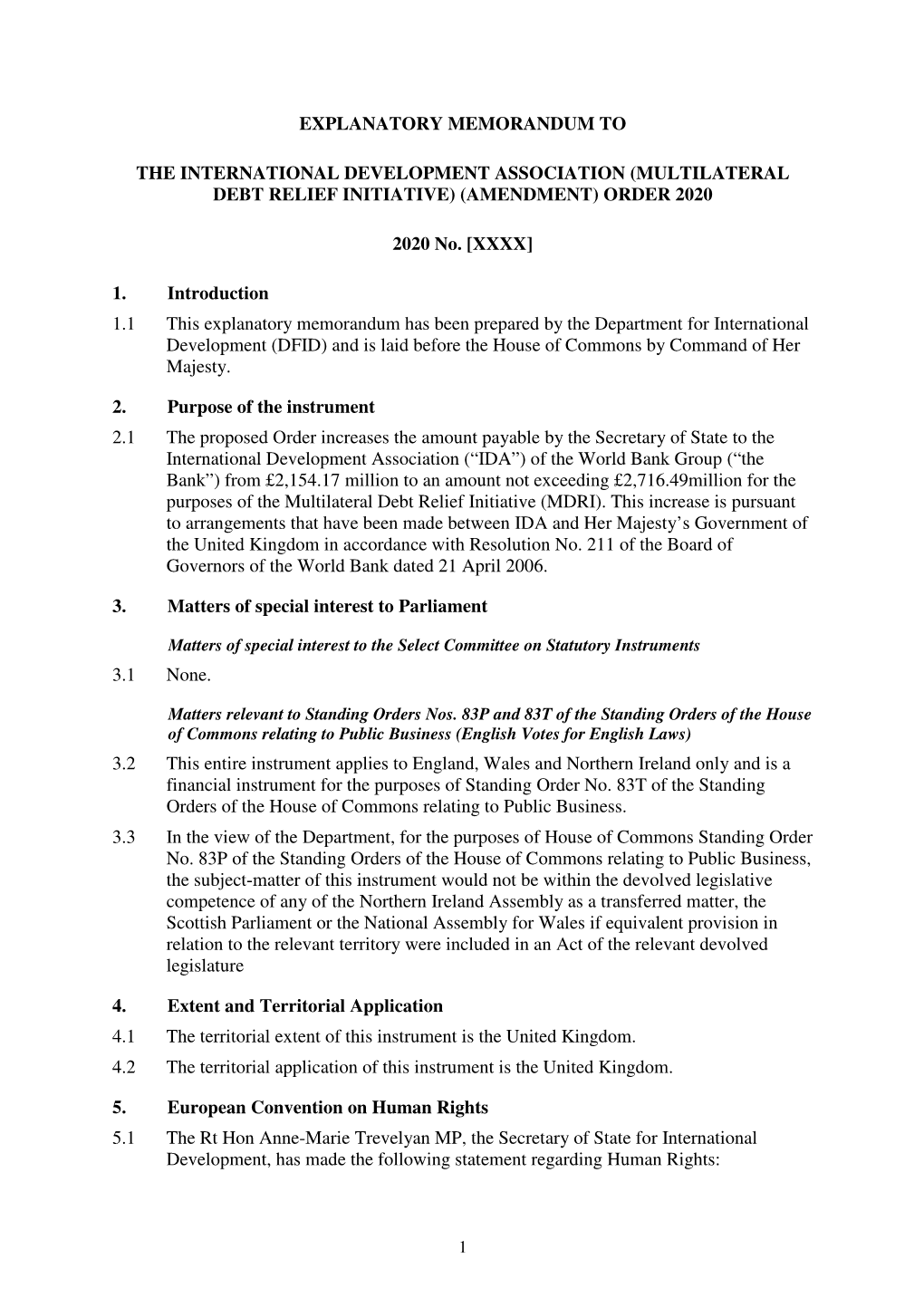 (Multilateral Debt Relief Initiative) (Amendment) Order 2020