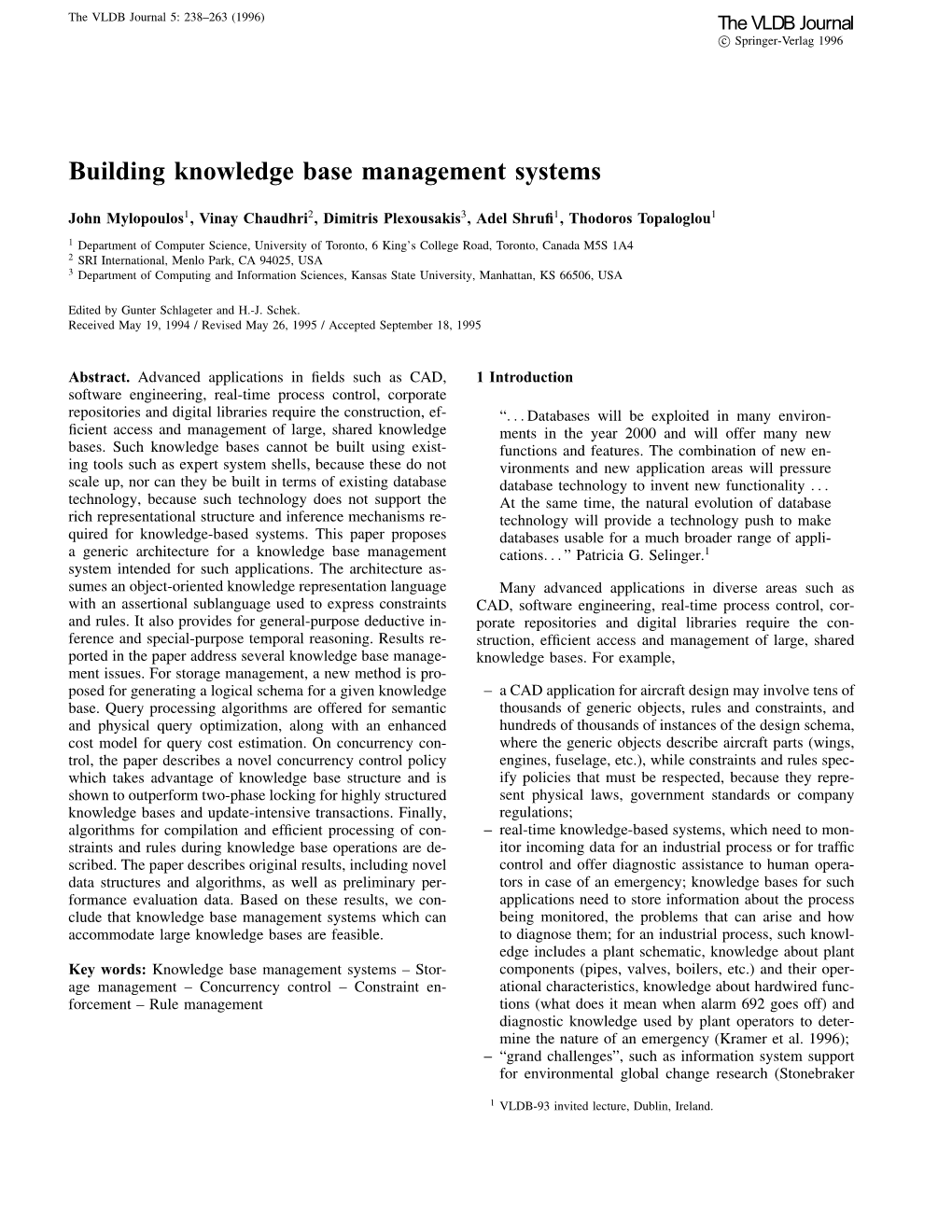 Building Knowledge Base Management Systems