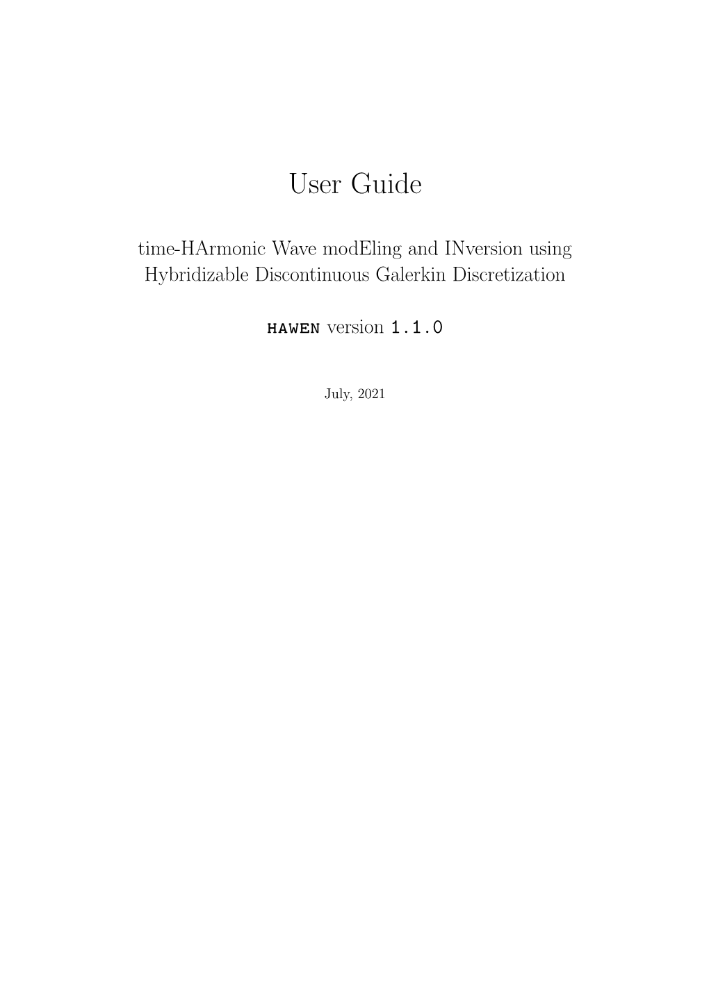 User Guide Time-Harmonic Wave Modeling and Inversion Using Hybridizable Discontinuous Galerkin Discretization