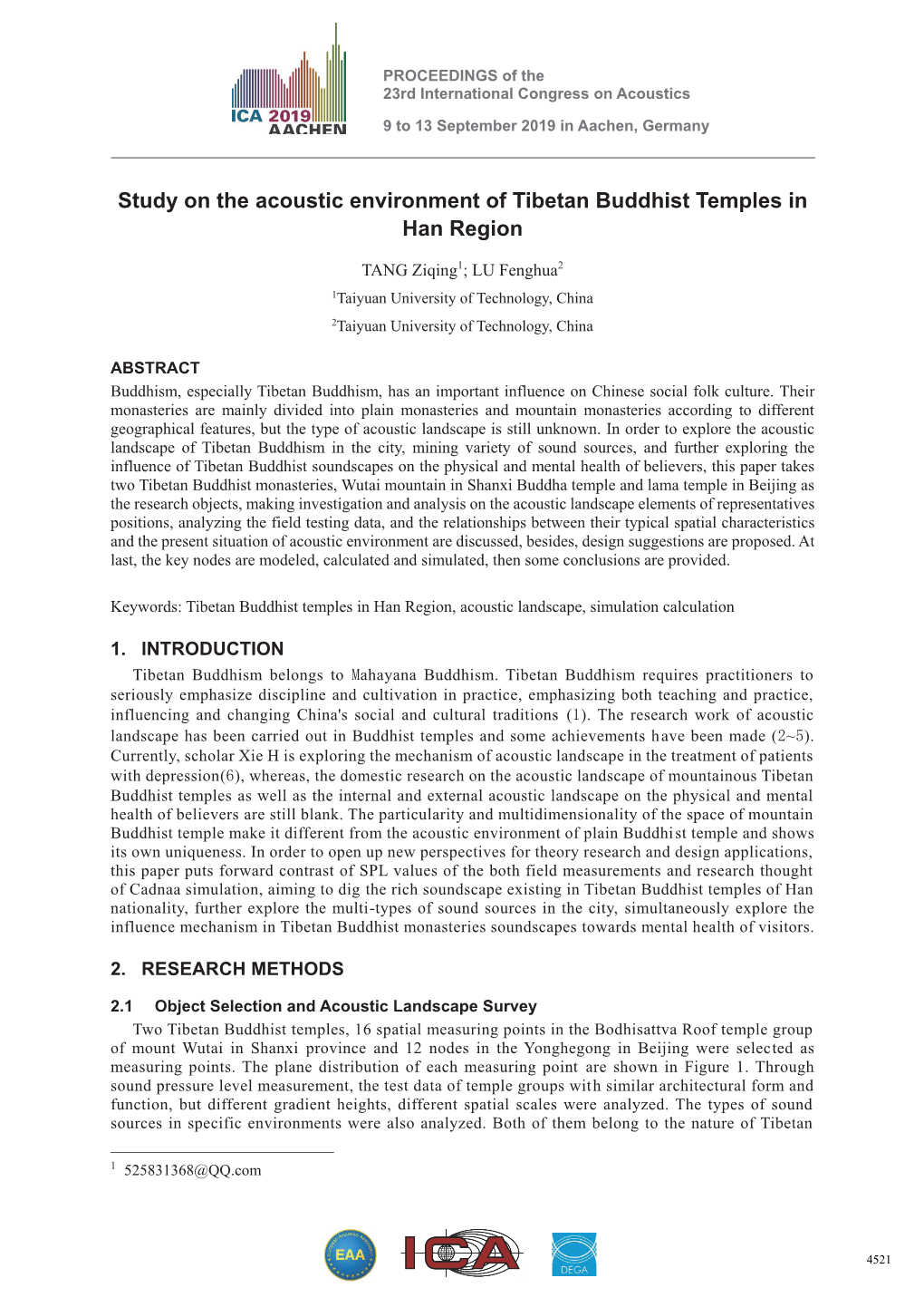 Study on the Acoustic Environment of Tibetan Buddhist Temples in Han Region