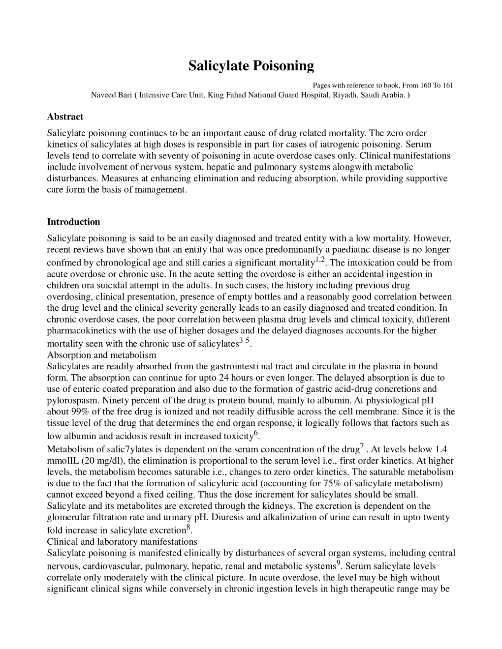 Salicylate Poisoning