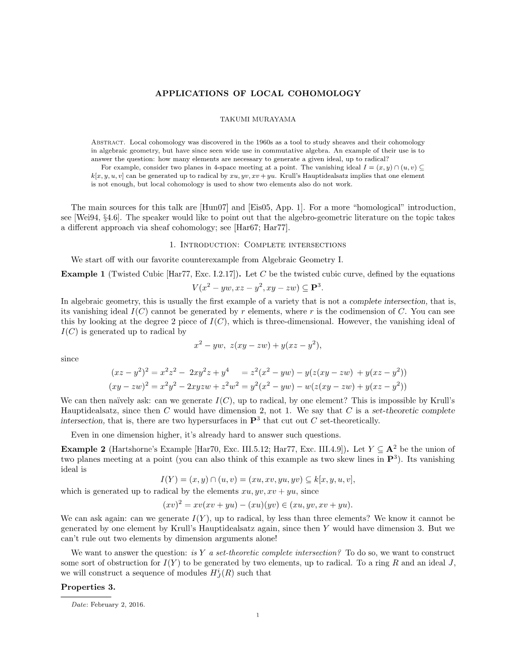 Applications of Local Cohomology