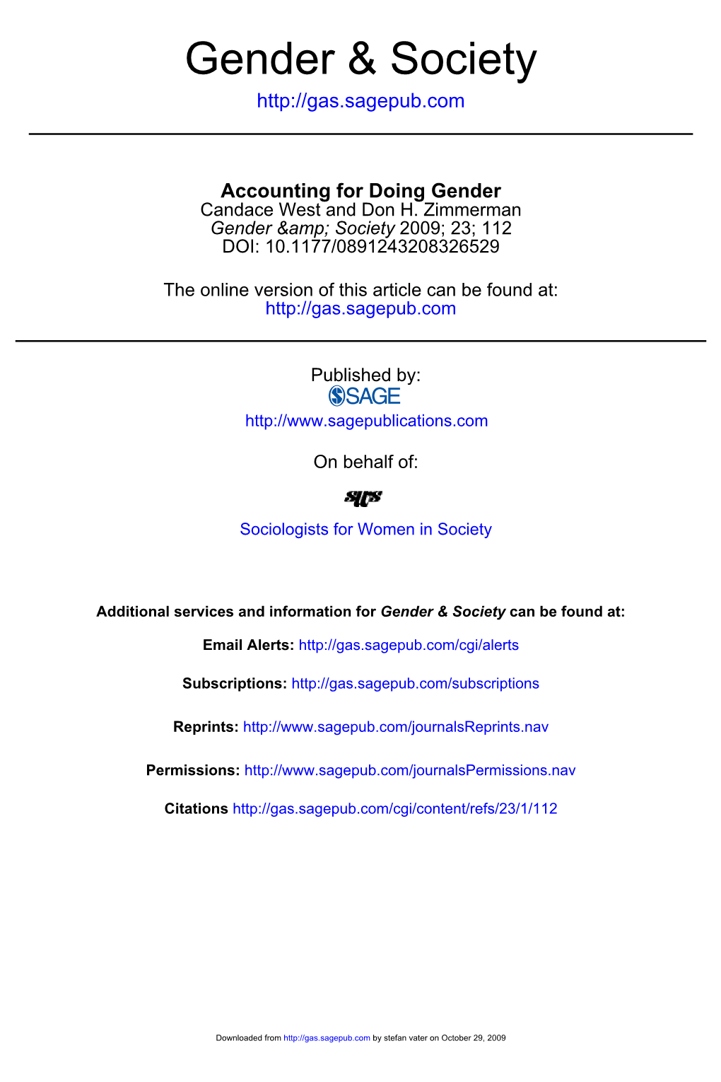 Gender & Society 2009; 23; 112 DOI: 10.1177/0891243208326529