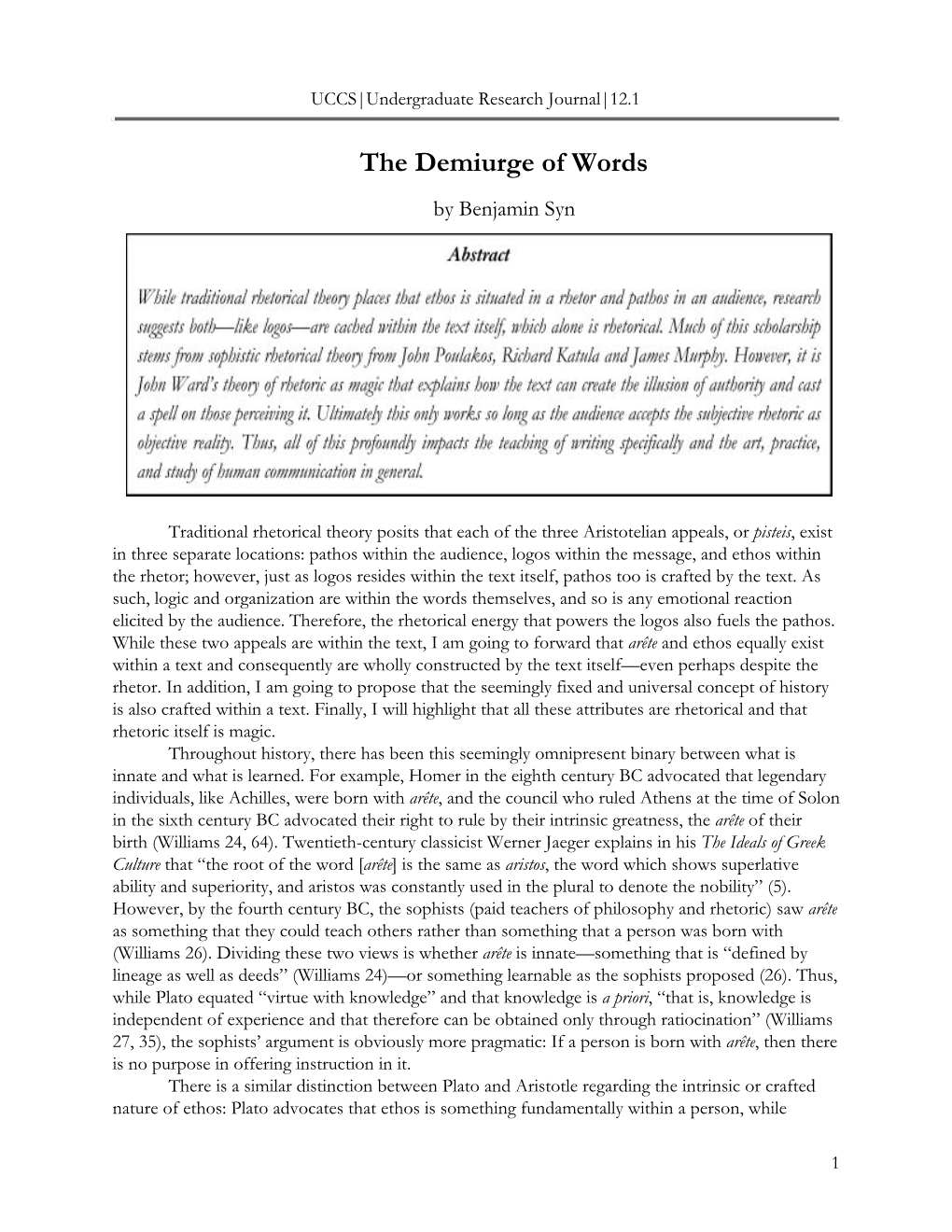 The Demiurge of Words by Benjamin Syn