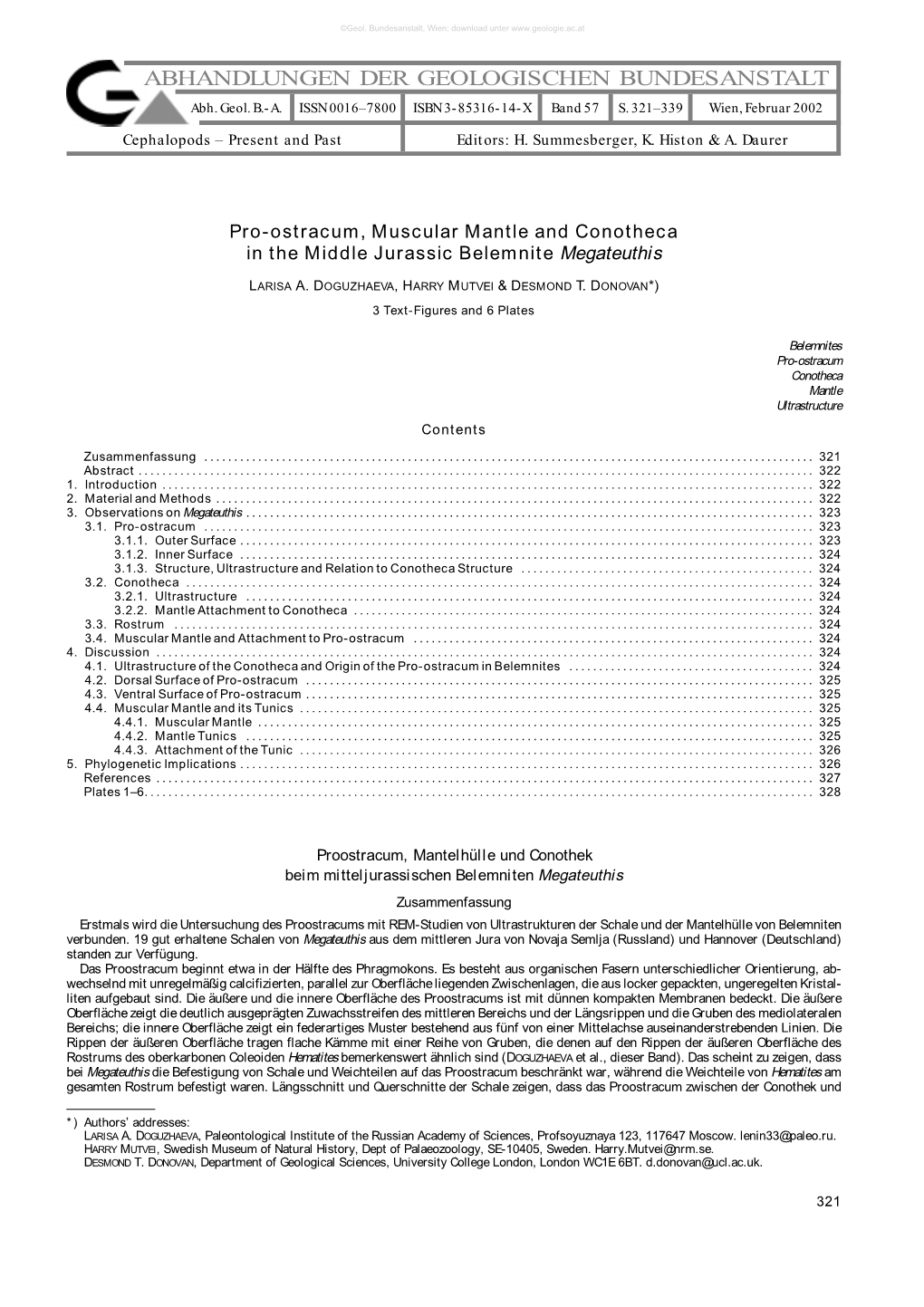 ABHANDLUNGEN DER GEOLOGISCHEN BUNDESANSTALT Abh