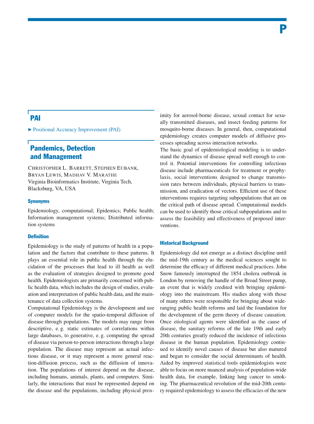 PAI Pandemics, Detection and Management