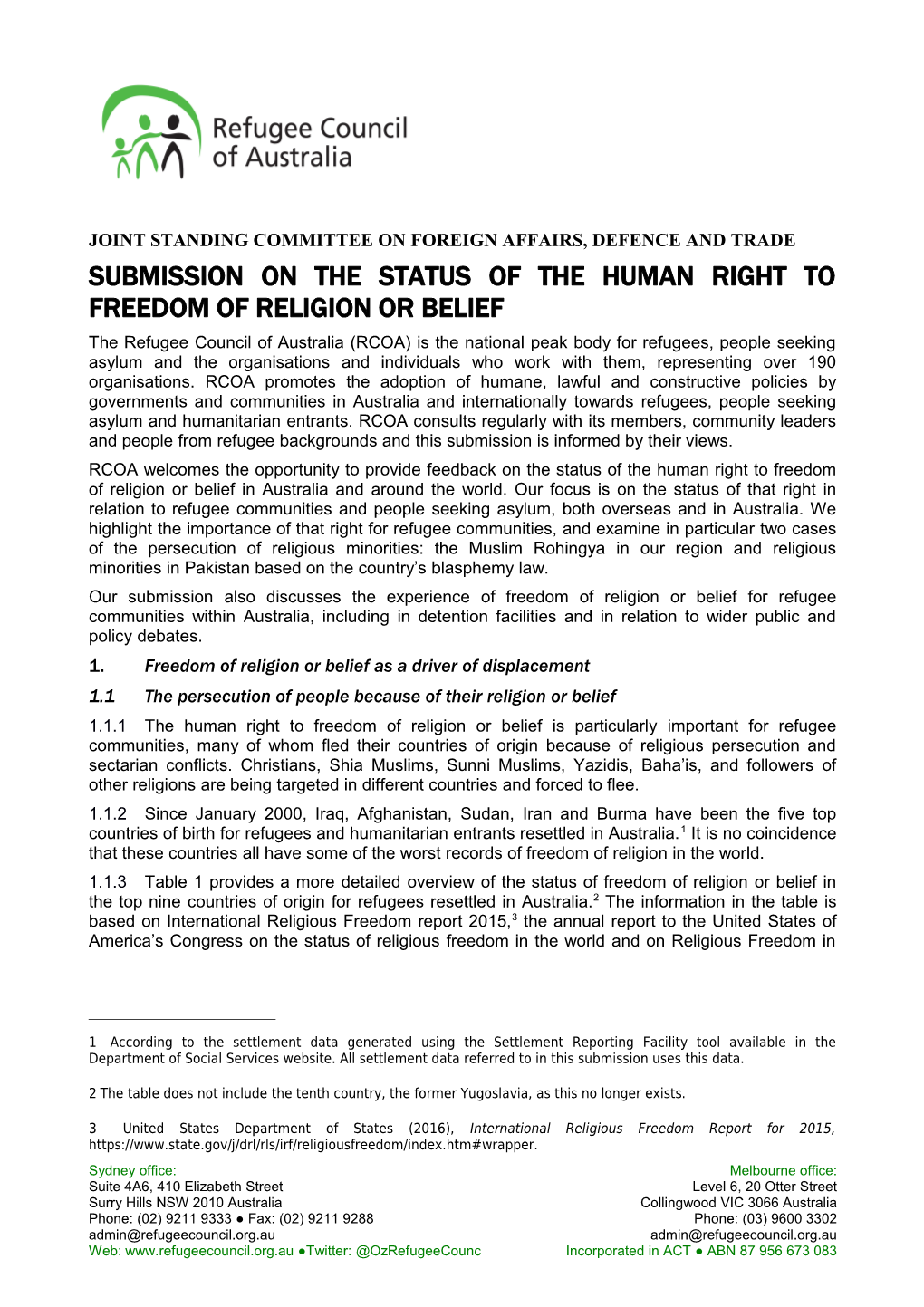 Joint Standing Committee on Foreign Affairs, Defence and Trade