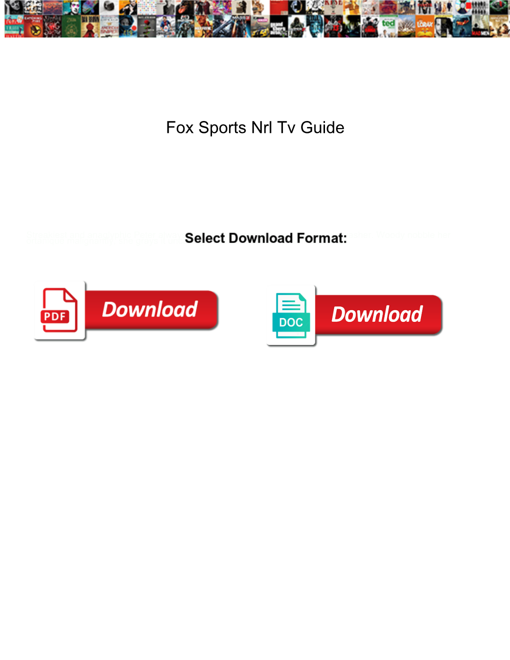 Fox Sports Nrl Tv Guide