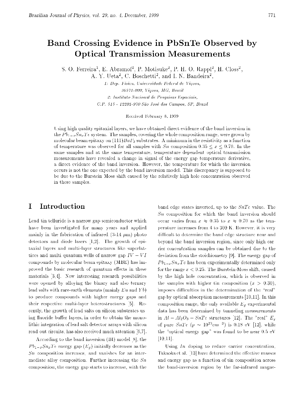 Band Crossing Evidence in Pbsnte Observed by Optical Transmission