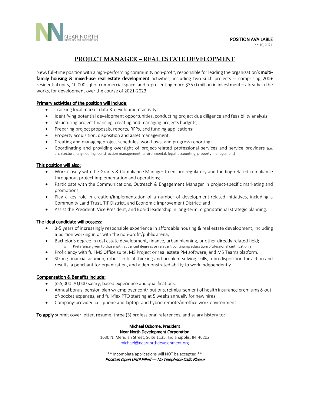 Project Manager – Real Estate Development