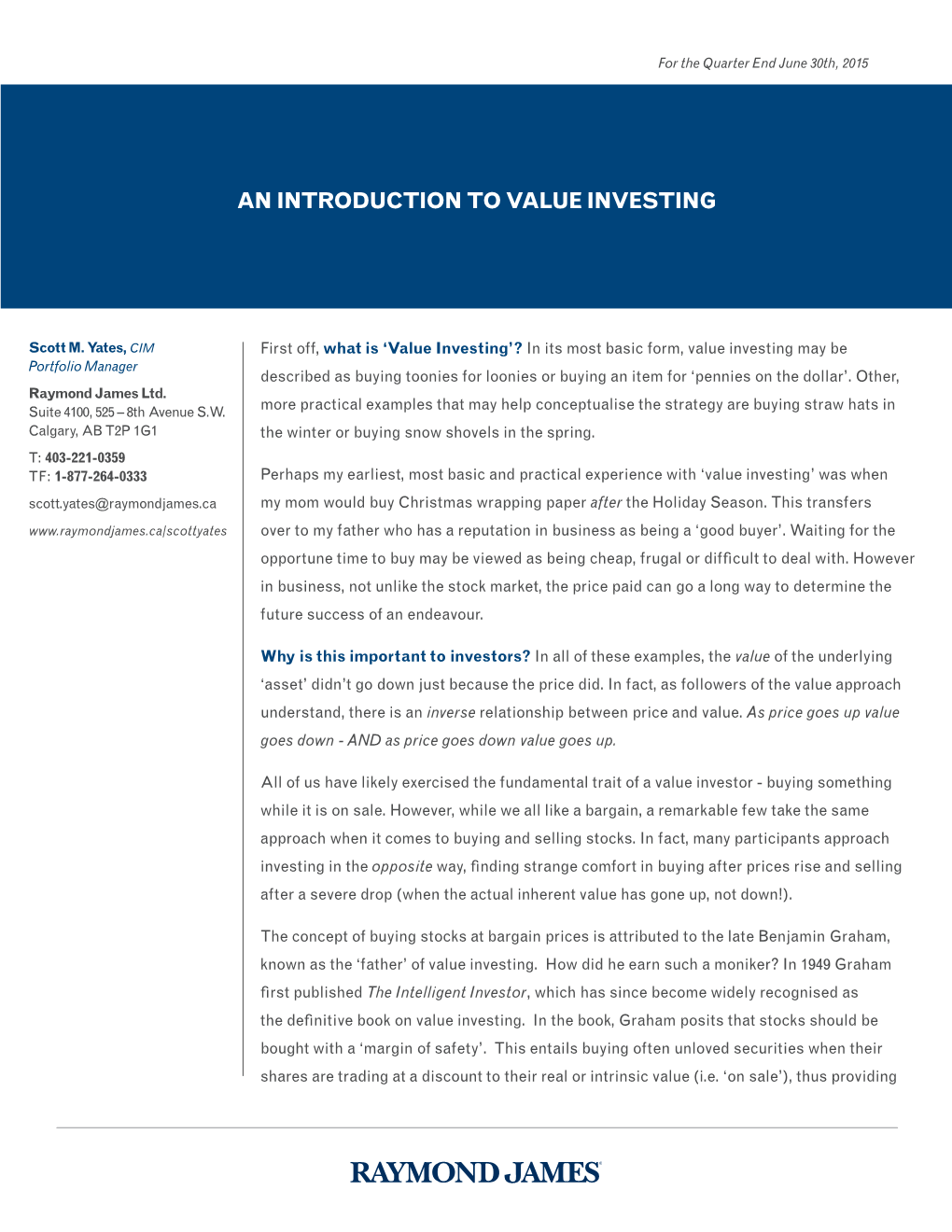 An Introduction to Value Investing