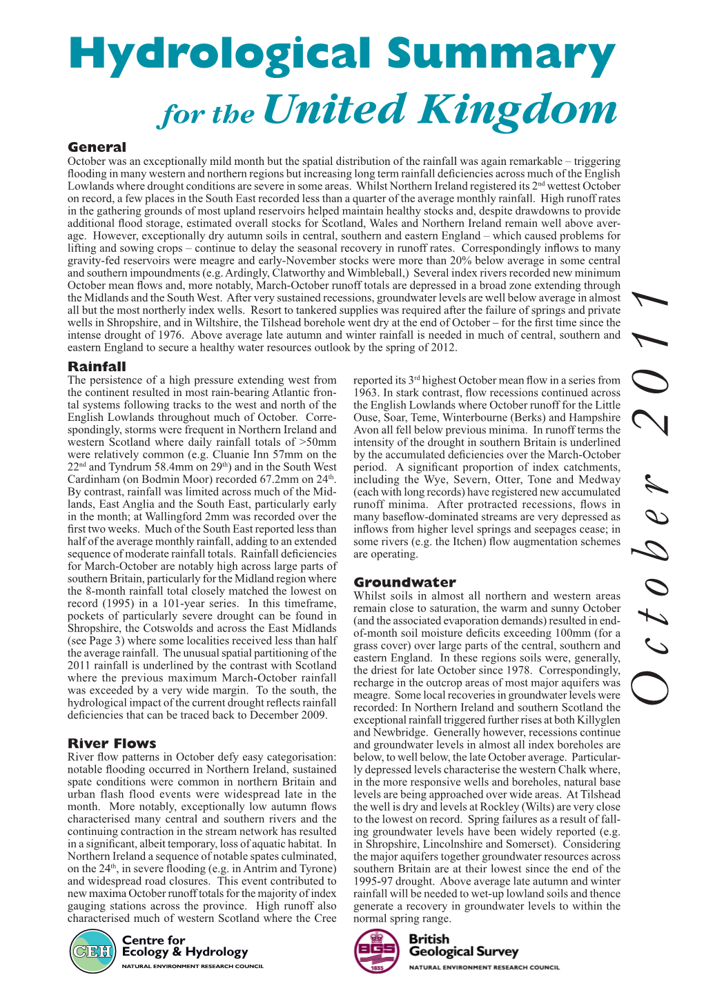 Hydrological Summary for the United Kingdom