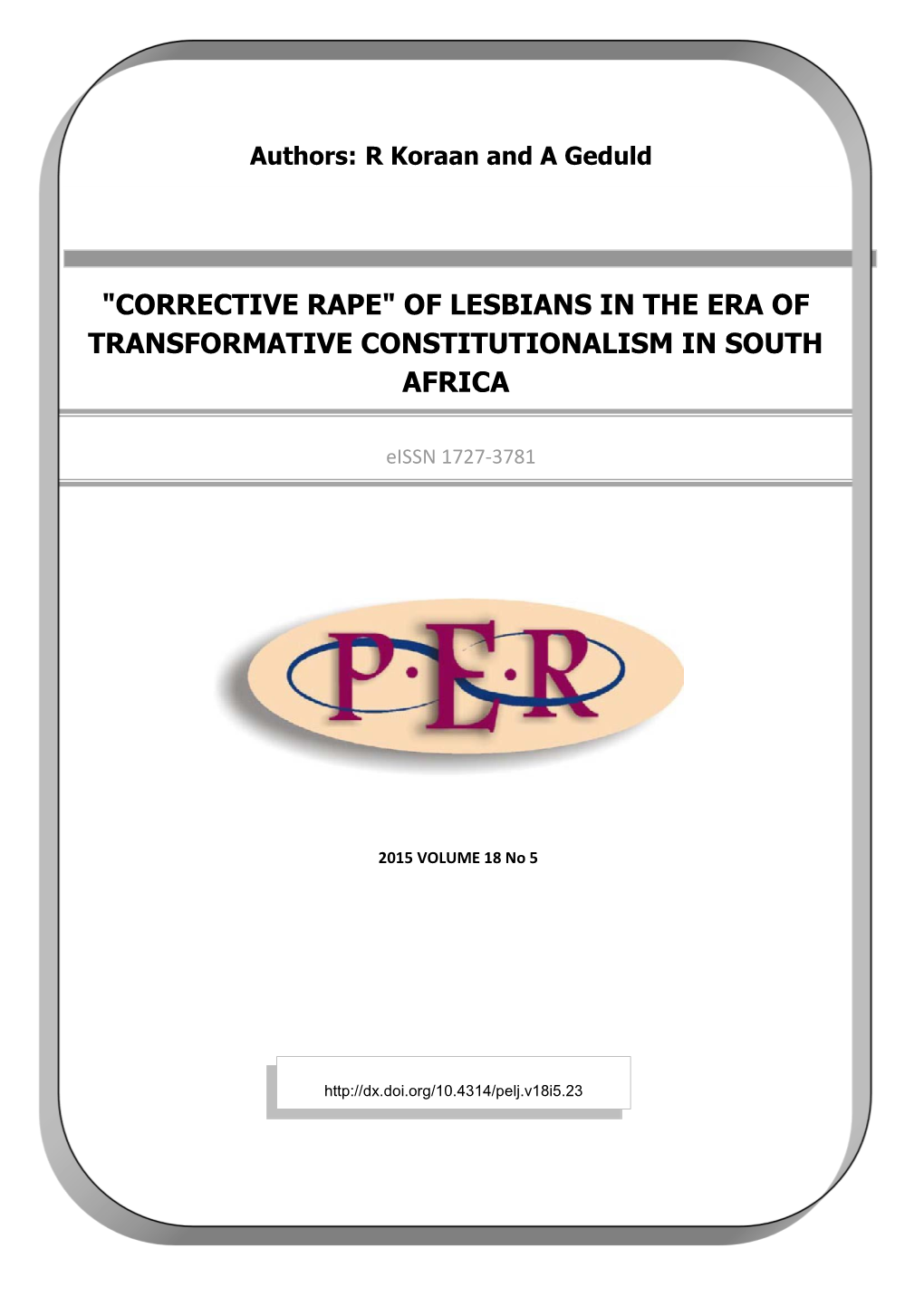 Of Lesbians in the Era of Transformative Constitutionalism in South Africa