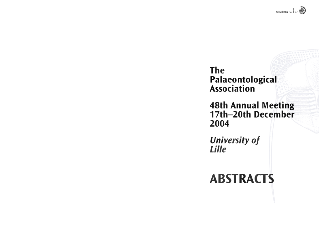 The Palaeontological Association 48Th Annual Meeting 17Th-20Th December 2004 University of Lille