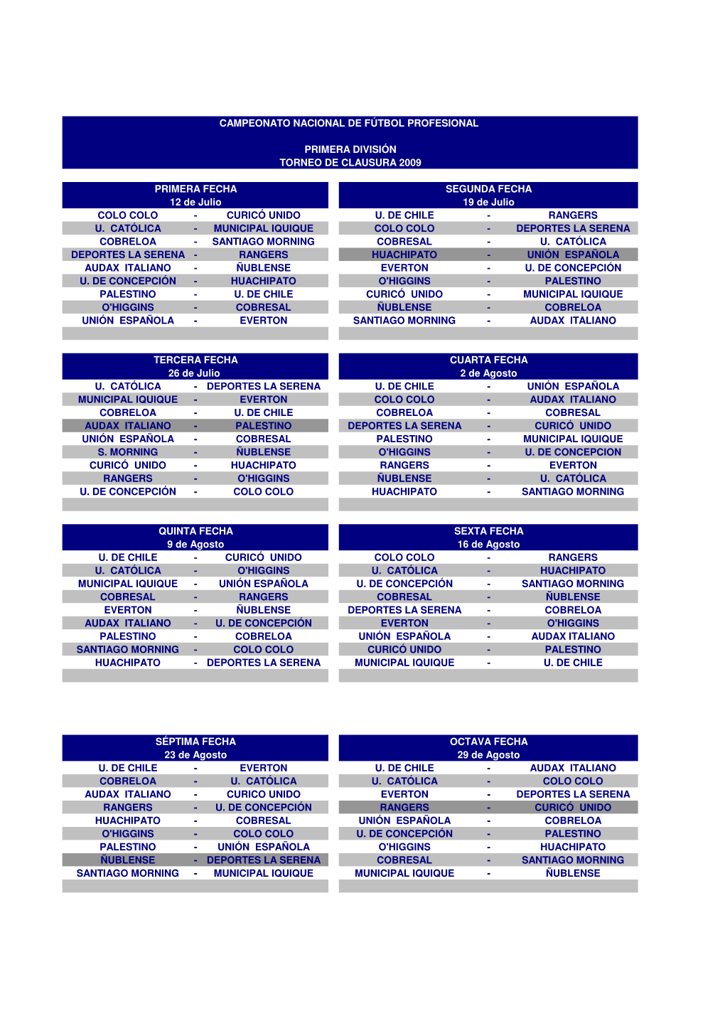 Fixture Definitivo