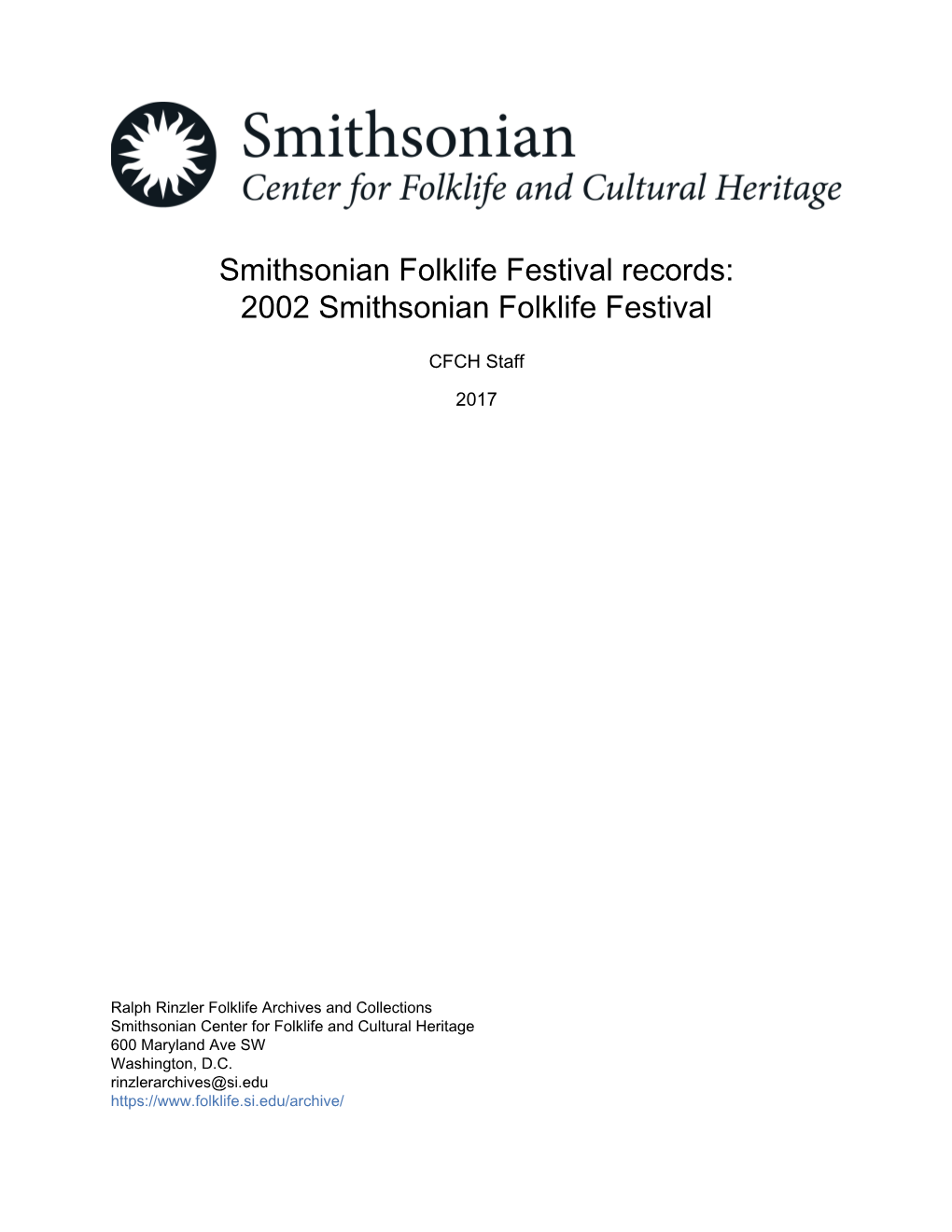 2002 Smithsonian Folklife Festival