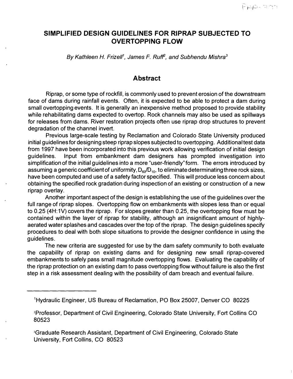 Simplified Design Guidelines for Riprap Subjected to Overtopping Flow