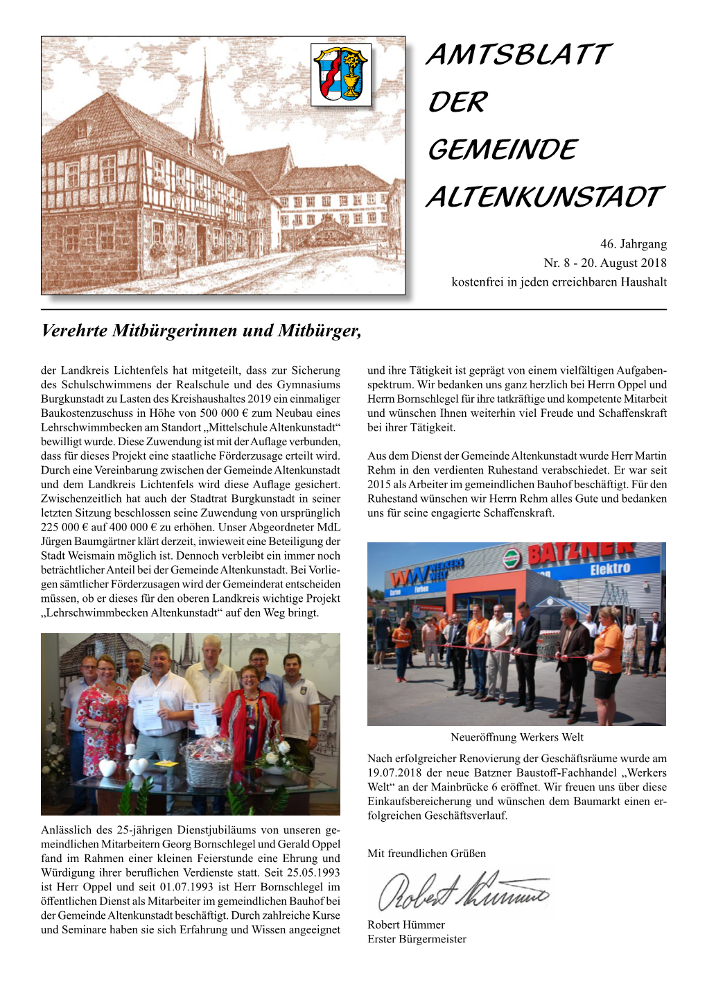 August 2018 AMTSBLATT 1 DER GEMEINDE ALTENKUNSTADT