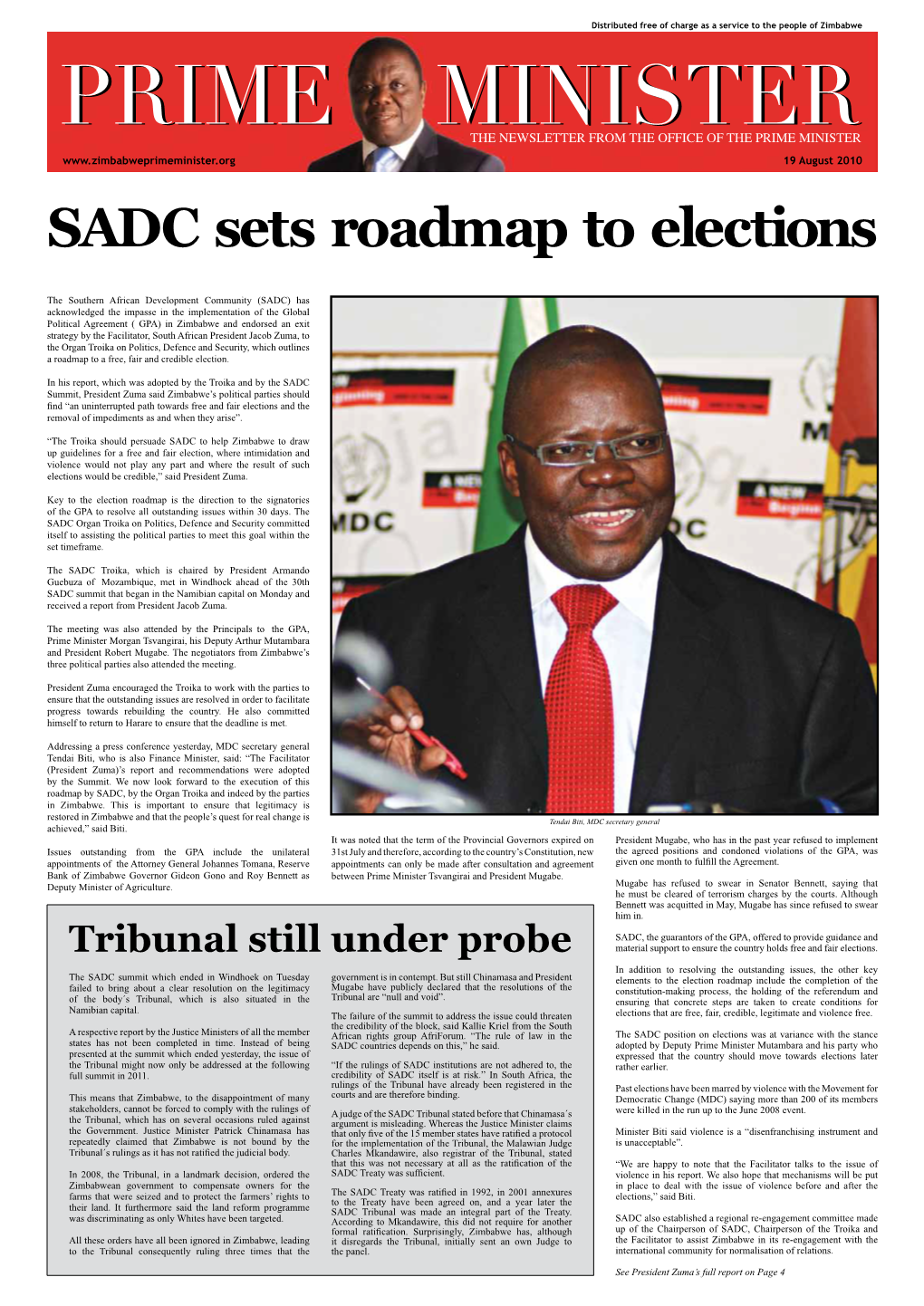 SADC Sets Roadmap to Elections