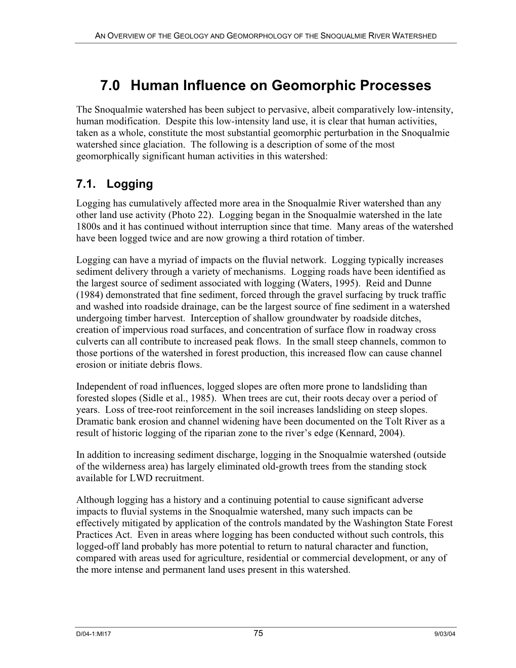 An Overview of the Geology and Geomorphology of the Snoqualmie River Watershed