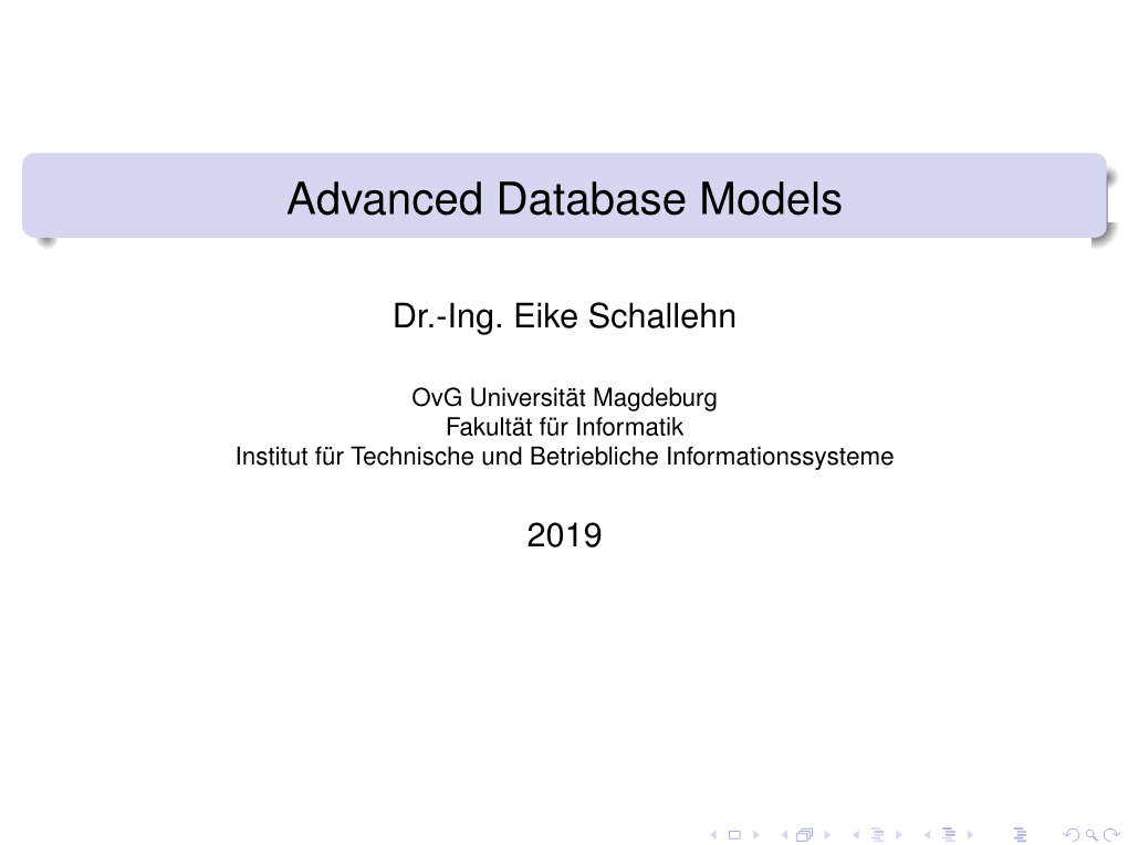 Advanced Database Models