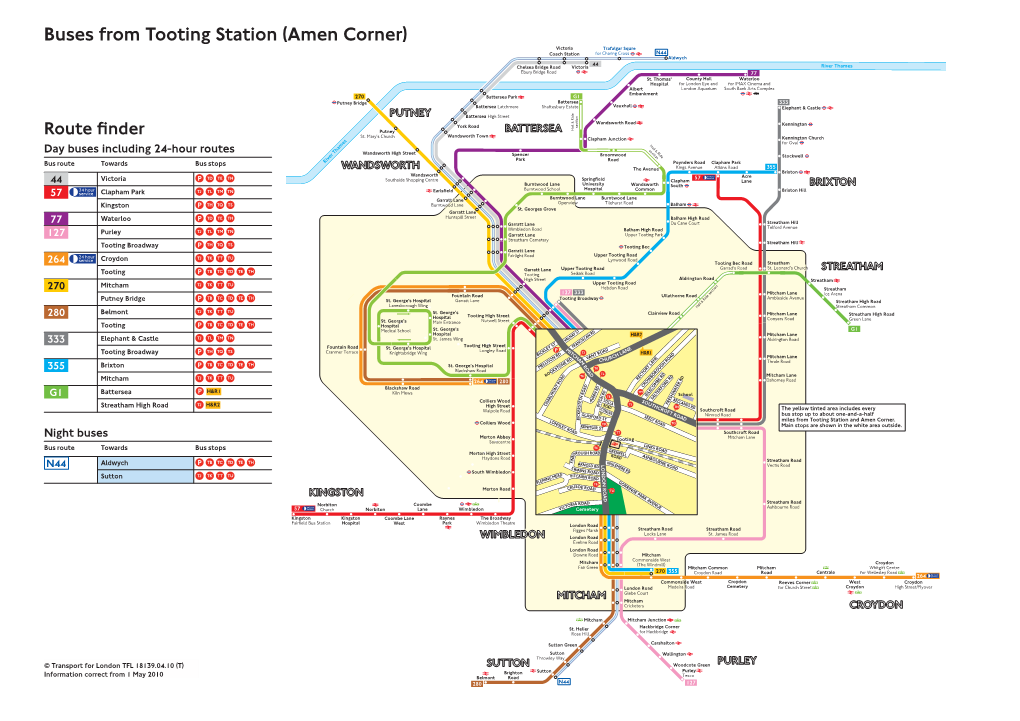 Buses from Tooting Station (Amen Corner)