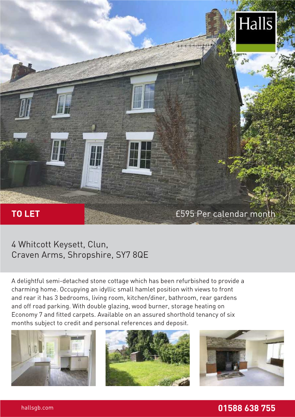 595 Per Calendar Month 4 Whitcott Keysett, Clun