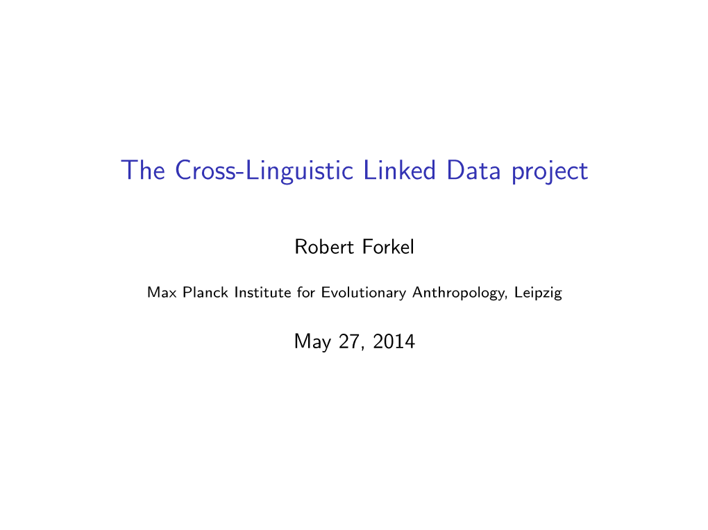 The Cross-Linguistic Linked Data Project