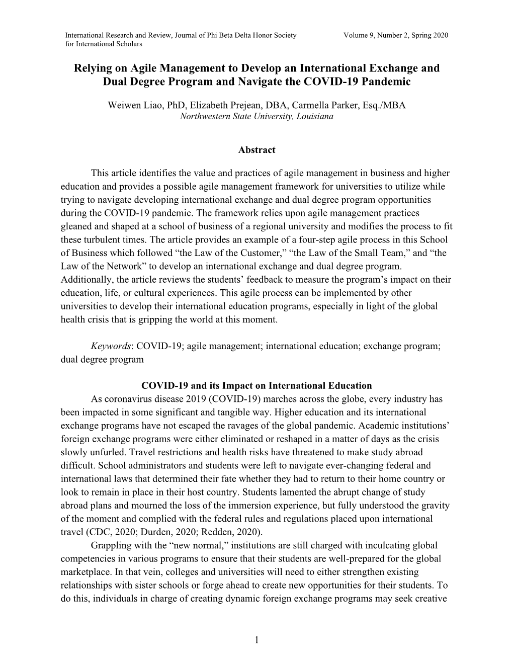 Relying on Agile Management to Develop an International Exchange and Dual Degree Program and Navigate the COVID-19 Pandemic