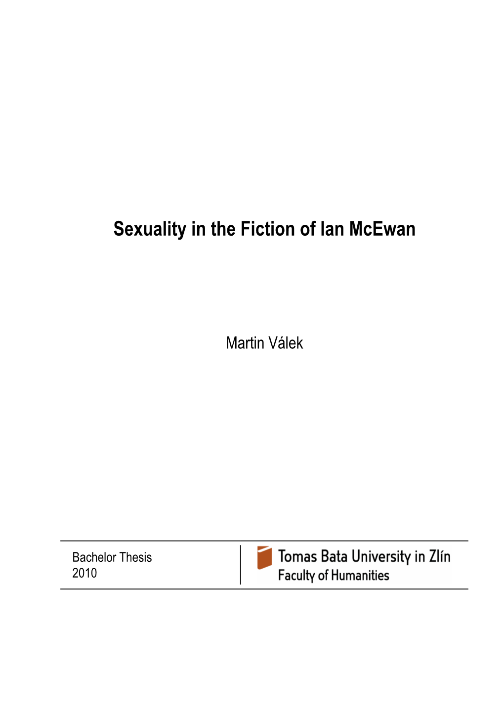 Sexuality in the Fiction of Ian Mcewan