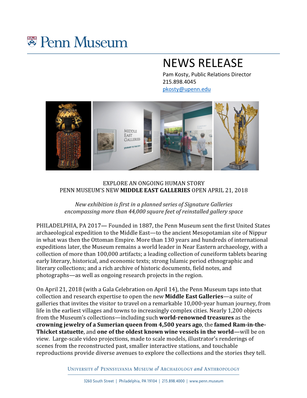 Middle East Galleries Press Release 01/30/2018