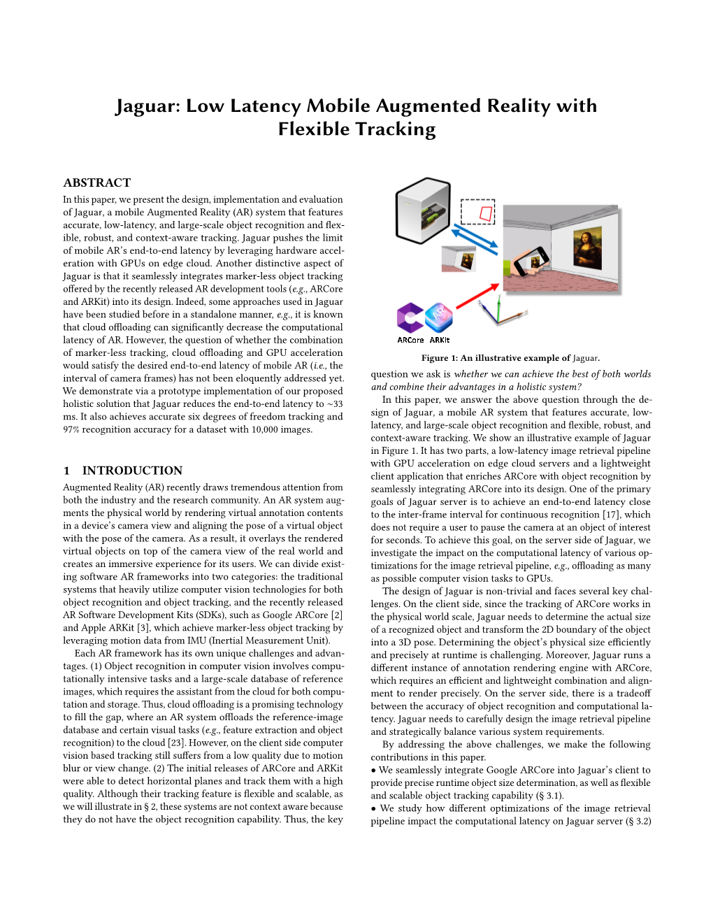 Low Latency Mobile Augmented Reality with Flexible Tracking