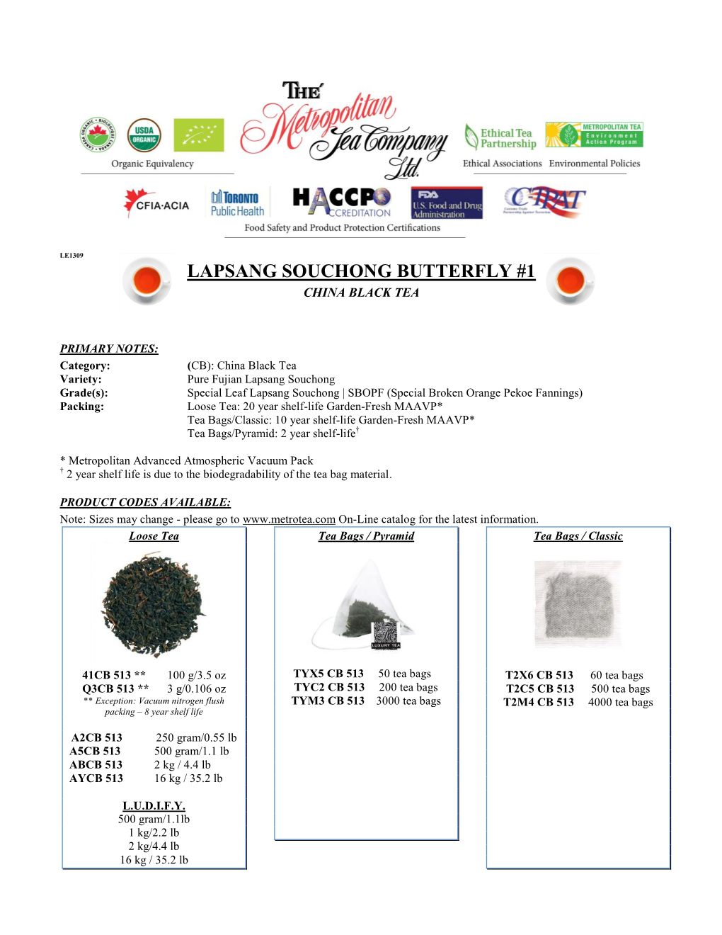 Specialty Tea Profile