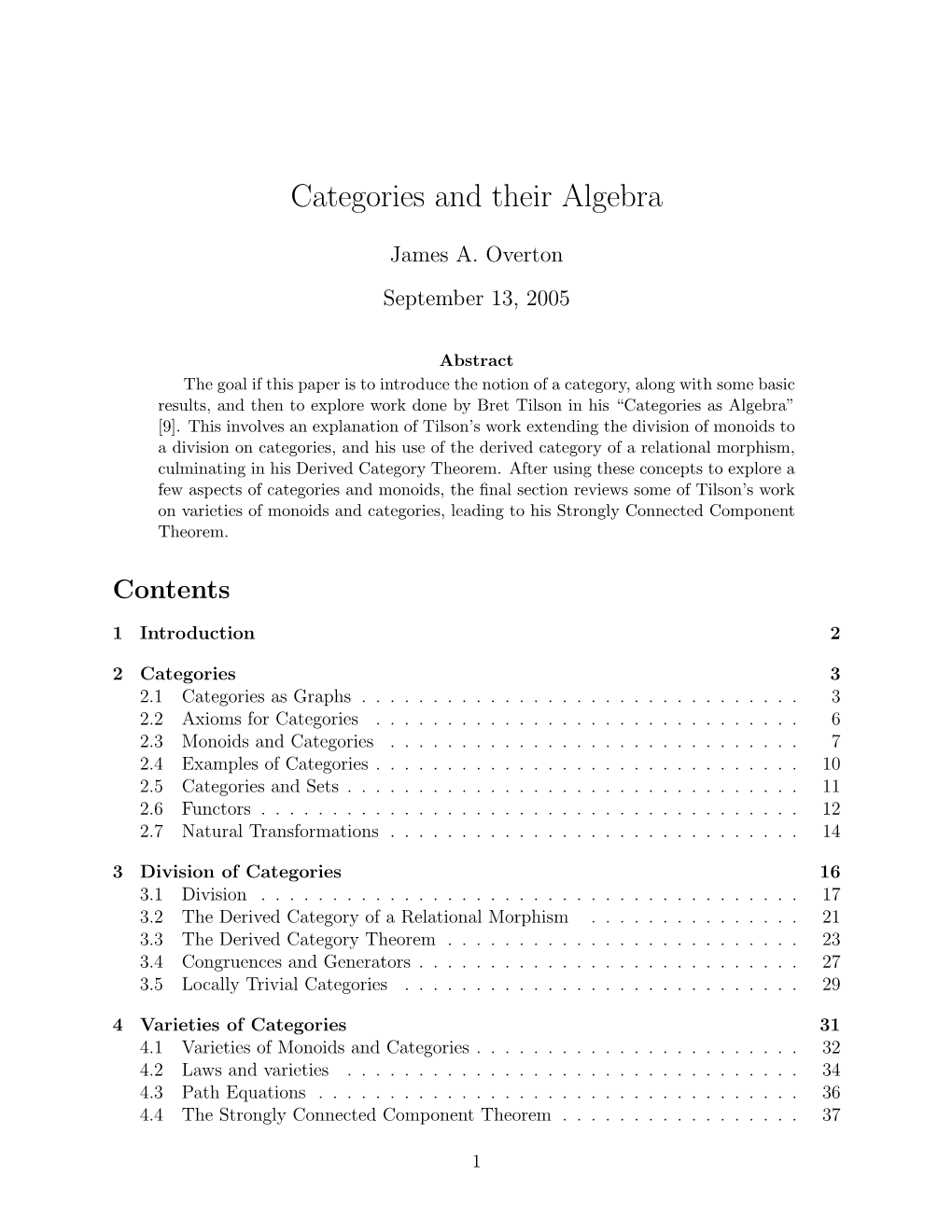 Categories and Their Algebra