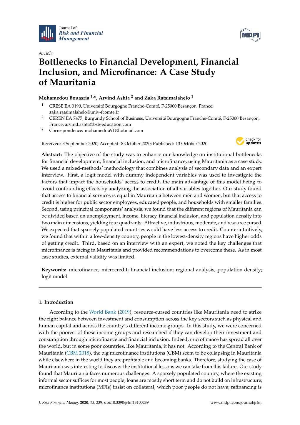 Bottlenecks to Financial Development, Financial Inclusion, and Microfinance