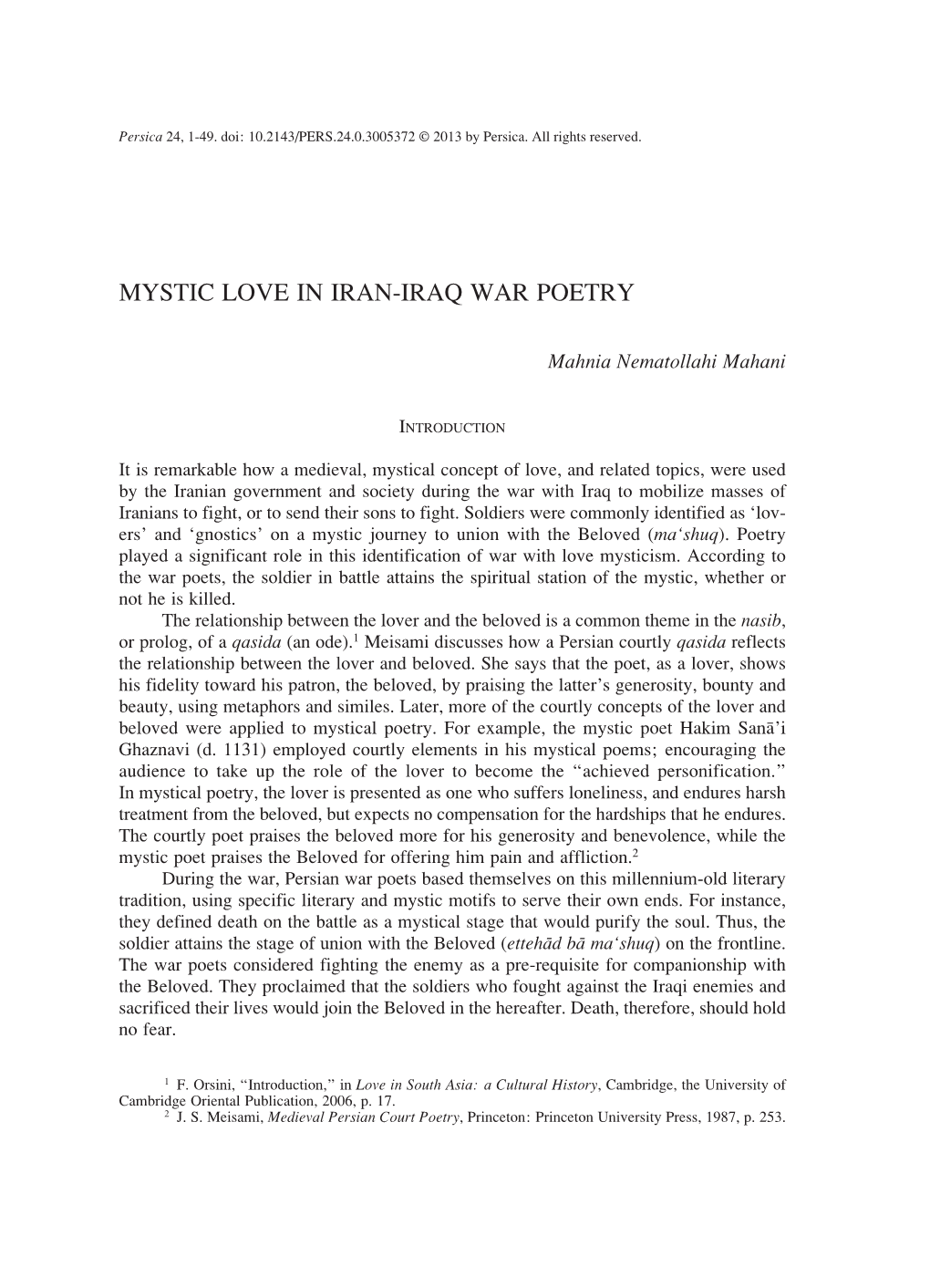 Mystic Love in Iran-Iraq War Poetry