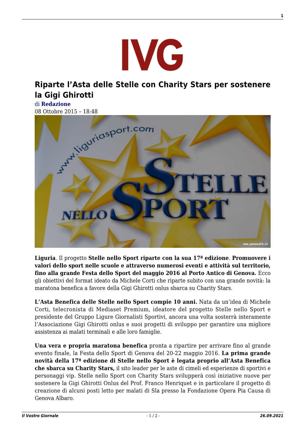 Il Vostro Giornale - 1 / 2 - 26.09.2021 2