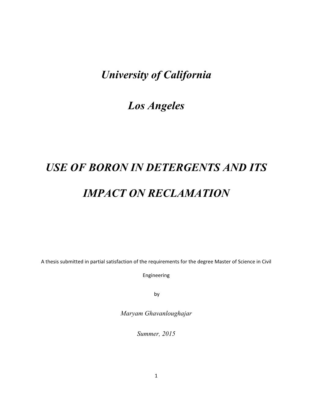 University of California Los Angeles USE of BORON in DETERGENTS