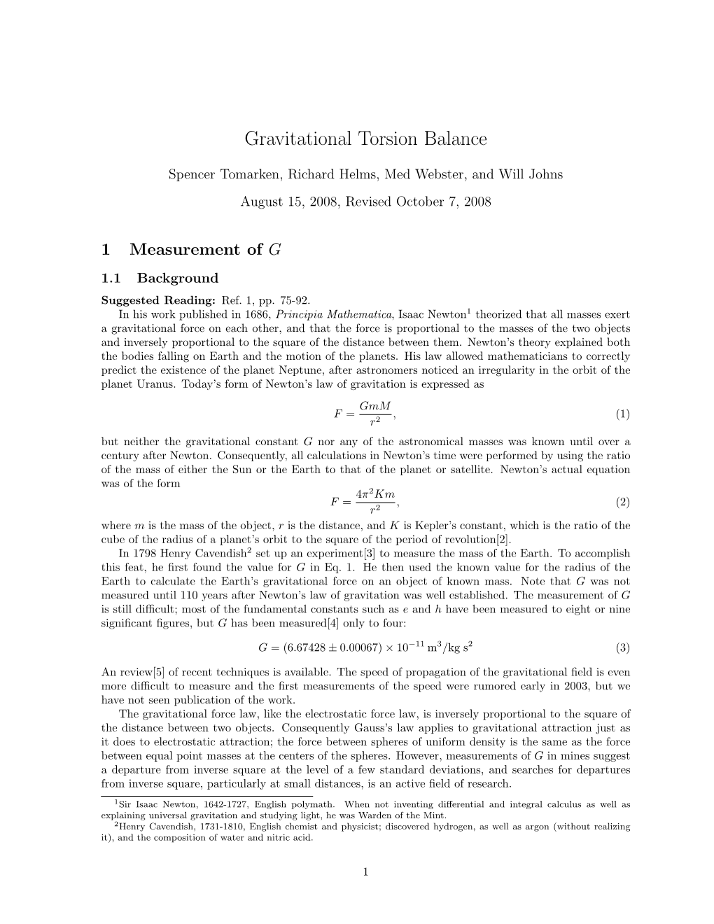 Gravitational Torsion Balance