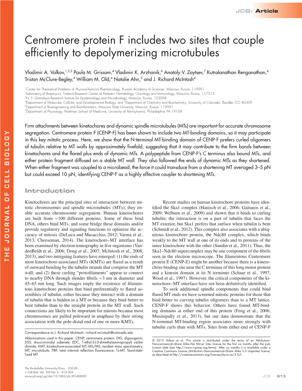 Centromere Protein F Includes Two Sites That Couple Efficiently to Depolymerizing Microtubules