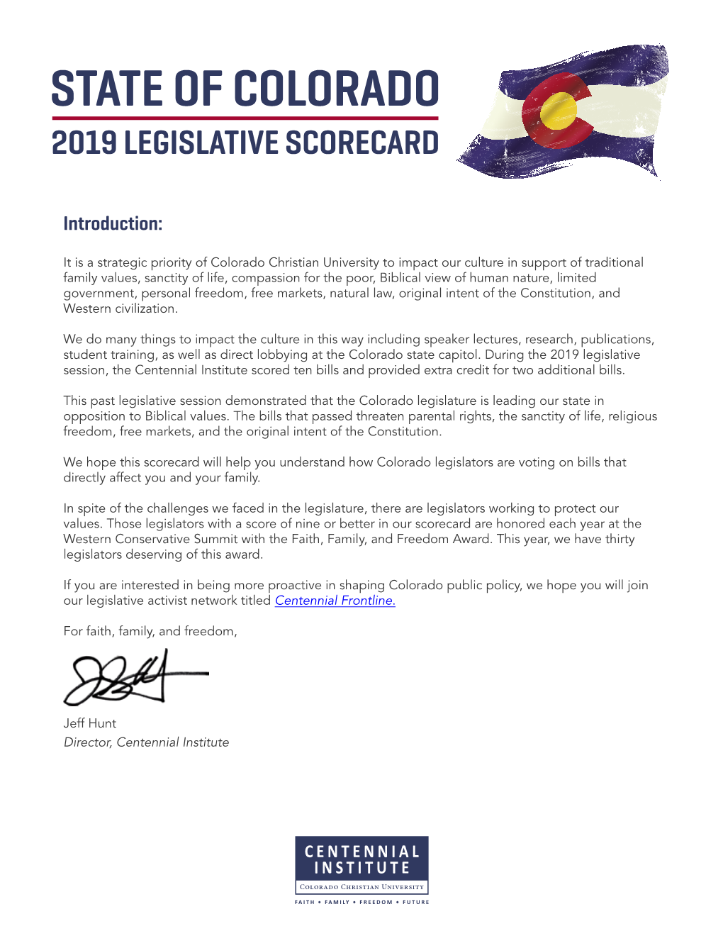 State of Colorado 2019 Legislative Scorecard