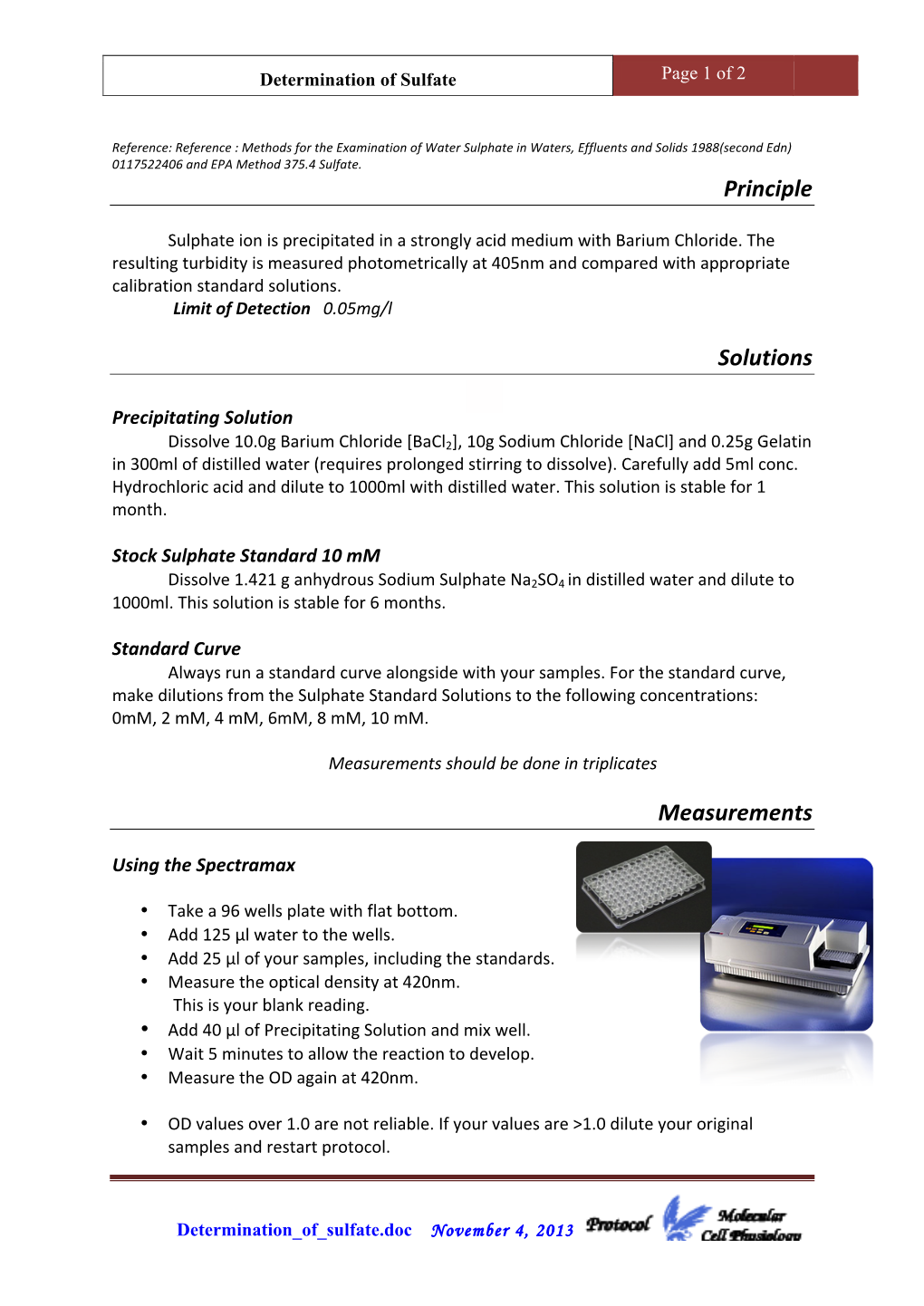 Determination of Sulfate Page 1 of 2