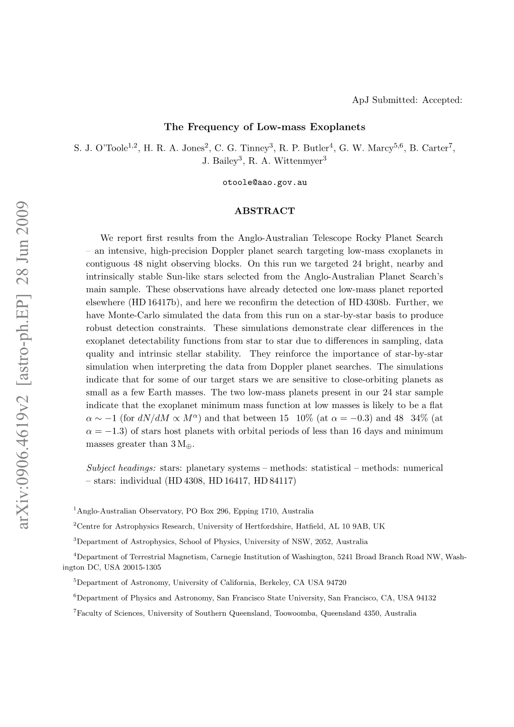 The Frequency of Low-Mass Exoplanets