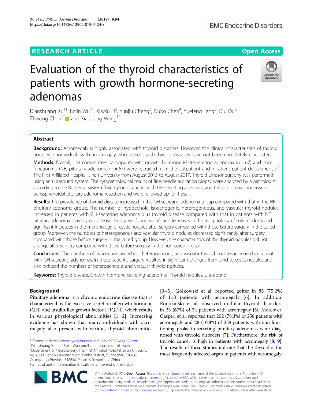 Evaluation of the Thyroid Characteristics of Patients with Growth Hormone-Secreting Adenomas